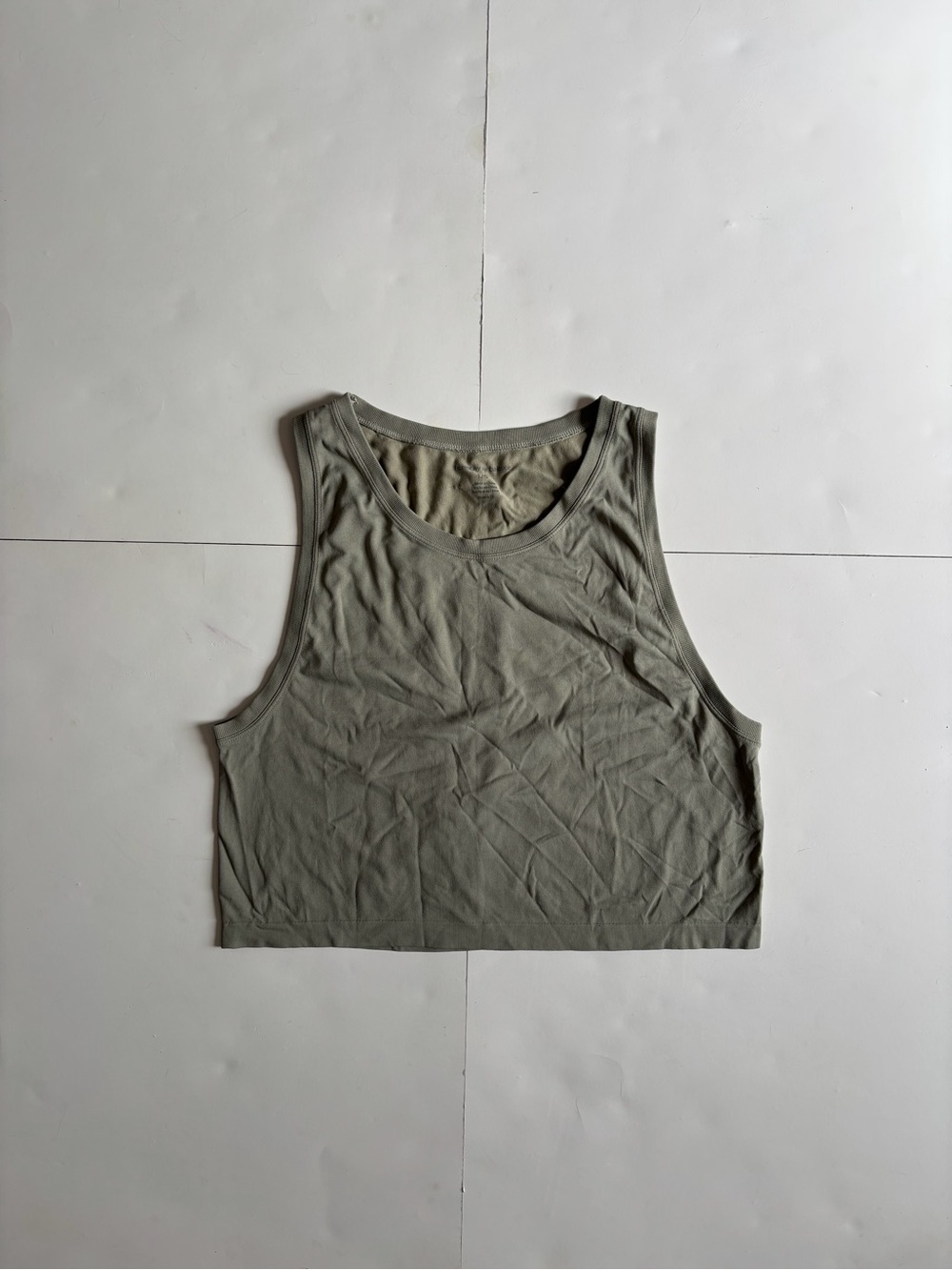 Cropped Sleeveless Tank Top in Olive Green